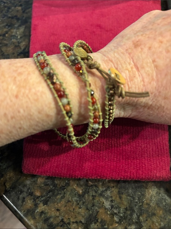 Jewelry - Boho Wrapped Beaded Bracelet - Red & Brown Accent